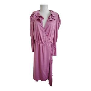 Anthropologie Current Air Pink Wrap Dress Size Large